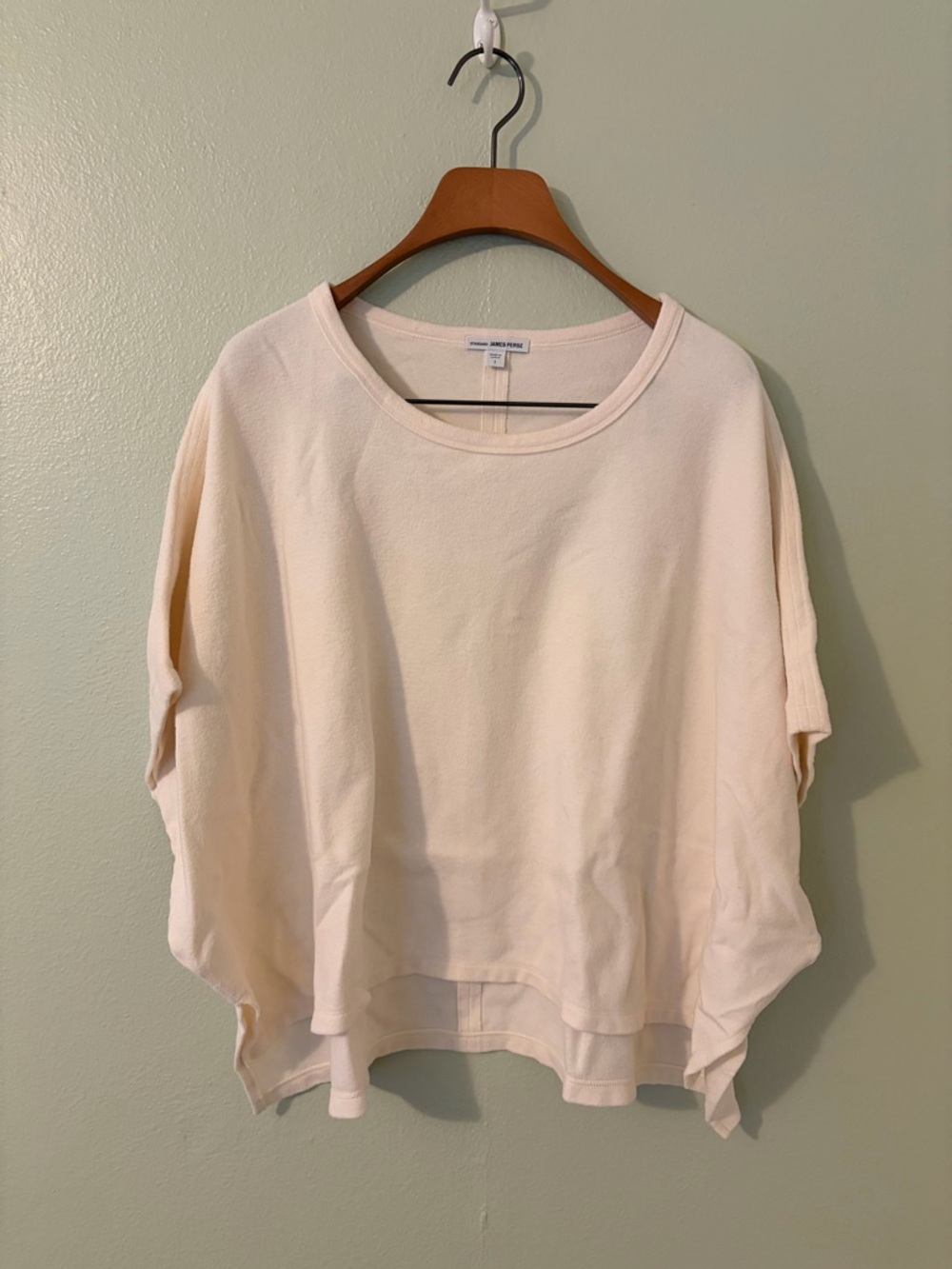 James Perse Cream Boxy Short-Sleeve Sweatshirt